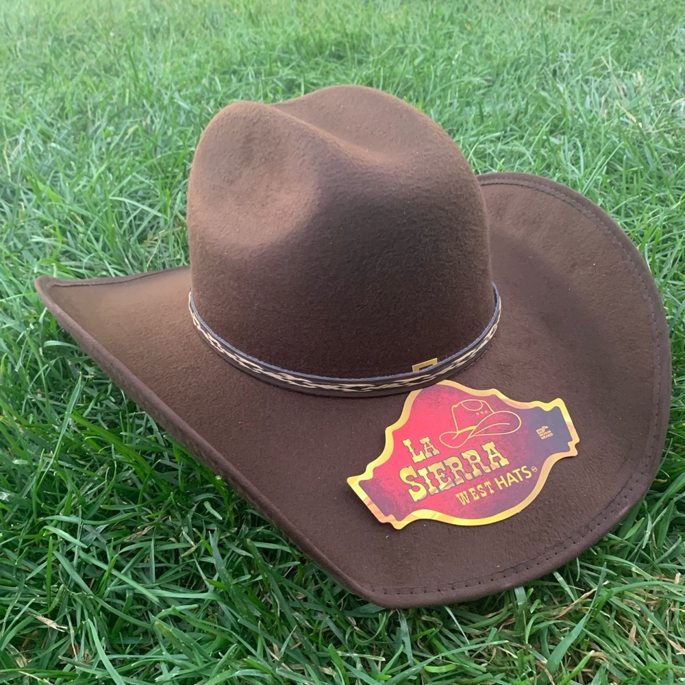 Men's Brown Faux Felt Cowboy Hat Tejana Sombrero